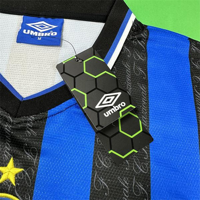 UMBRO 97/98 Inter Milan Home Serie a Short Sleeve Top No.10 Ronaldo Luiz Vintage Soccer Jerseys