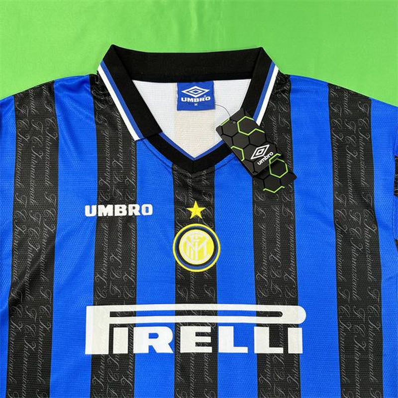 UMBRO 97/98 Inter Milan Home Serie a Short Sleeve Top No.10 Ronaldo Luiz Vintage Soccer Jerseys
