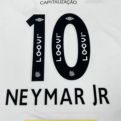 UMBRO 2425 Sao Paulo Championship Santos FC Home White No 10 Neymar Jr Vintage Soccer Jersey Barclays Premier League