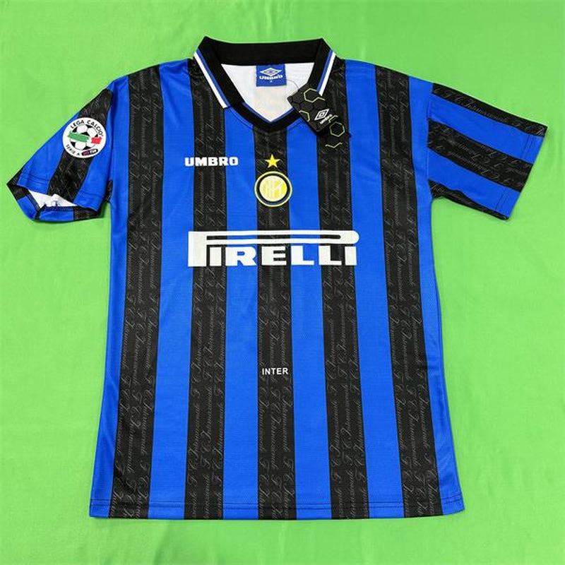 UMBRO 97/98 Inter Milan Home Serie a Short Sleeve Top No.10 Ronaldo Luiz Vintage Soccer Jerseys