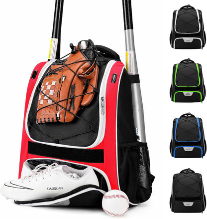 HMLIN Baseball Bag,Baseball Backpack, Softball Bat Bag with Shoes Compartment for Youth Adults,Lightweight Baseball Bag with T-Ball & Softball Equipment & Gear